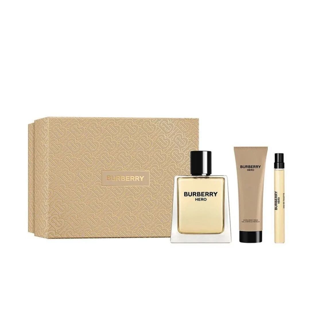 KIT BURBERRY HERO EAU DE TOILETTE 100ML + TRAVEL SIZE 10ML + GEL DE BANHO 75ML