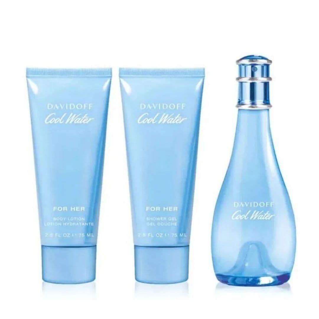 KIT DAVIDOFF COOL WATER WOMAN EAU DE TOILETTE 100ML+ BODY LOTION 75ML+ SHOWER GEL 75ML — miniatura 2