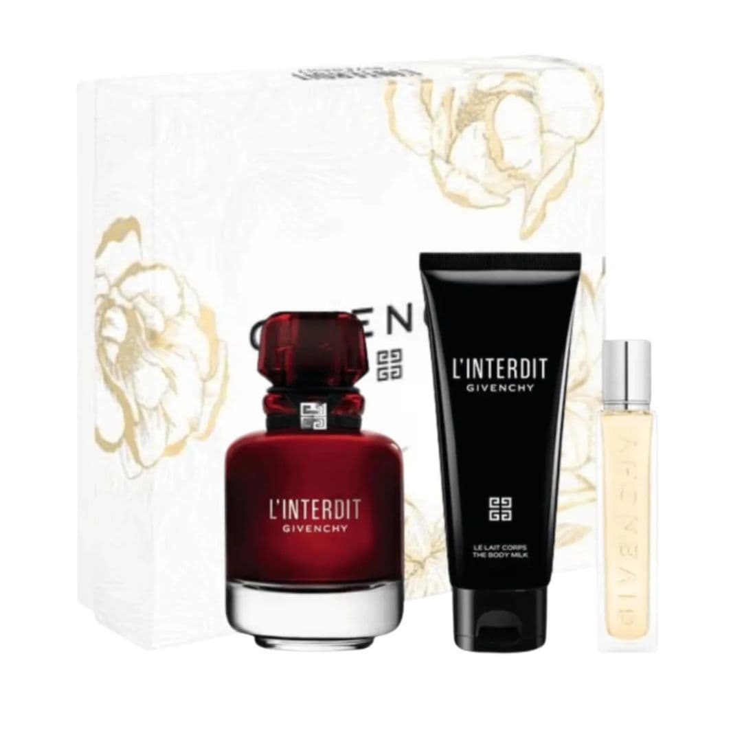 KIT GIVENCHY L´INTERDIT ROUGE EAU DE PARFUM 80ML + LOÇÃO CORPORAL 75ML + TRAVEL SPRAY 12,5ML