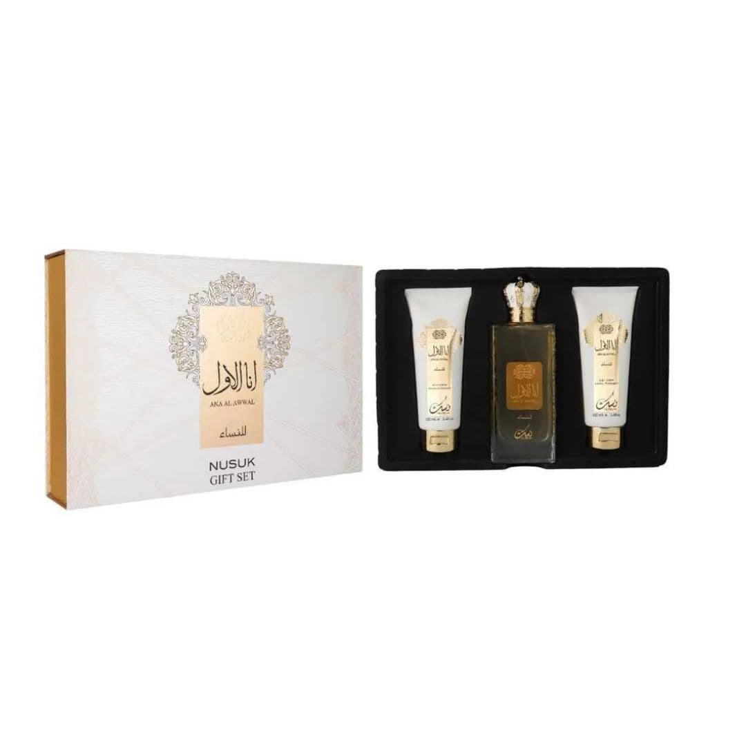 NUSUK GIFT SET ANA AL AWWAL BODY LOTION NATURAL FRAGRANCE 100 ML + SHOWER GEL NATURAL FRAGANCE 100 ML + PARFUM ANA AL AWWAL 100 ML — miniatura 4