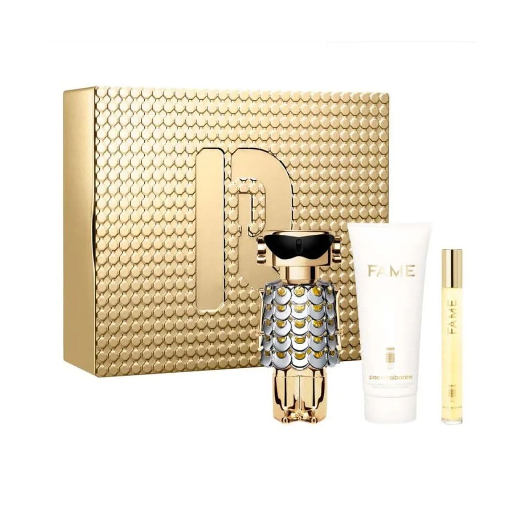 KIT RABANNE FAME 1 EAU DE PARFUM 50 ML 1 LOTION PARFUMEE POUR LE CORPS 75 ML 1 VAPORISATEUR VOYAGE 10 ML — miniatura 2