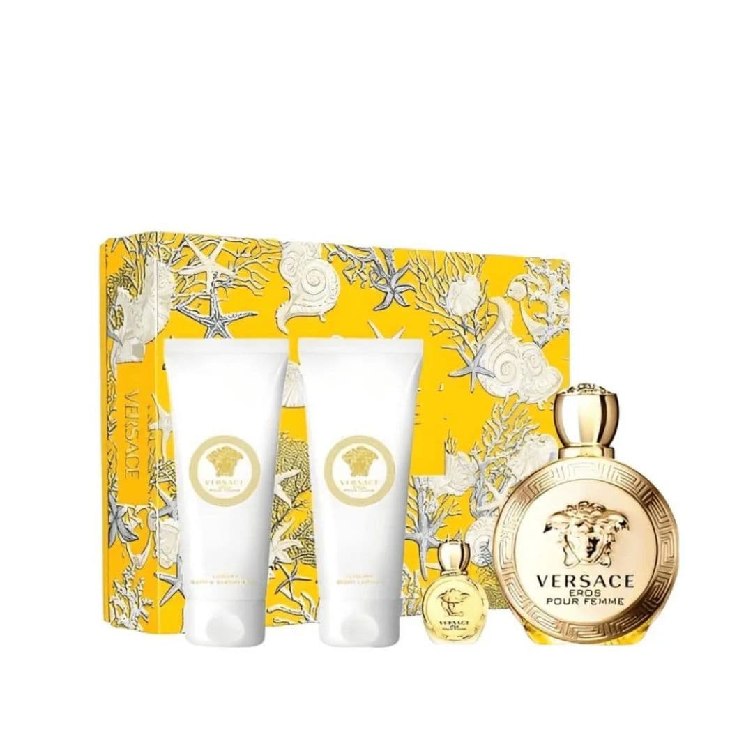 COFFRET VERSACE EROS POUR FEMME EAU DE PARFUM 100 ML + SG100 ML + BL100 ML + MINI 5 ML