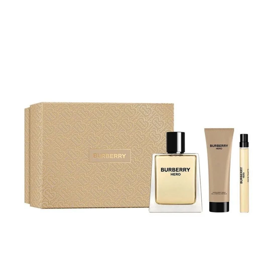 KIT BURBERRY HERO EAU DE TOILETTE 100ML + TRAVEL SIZE 10ML + GEL DE BANHO 75ML
