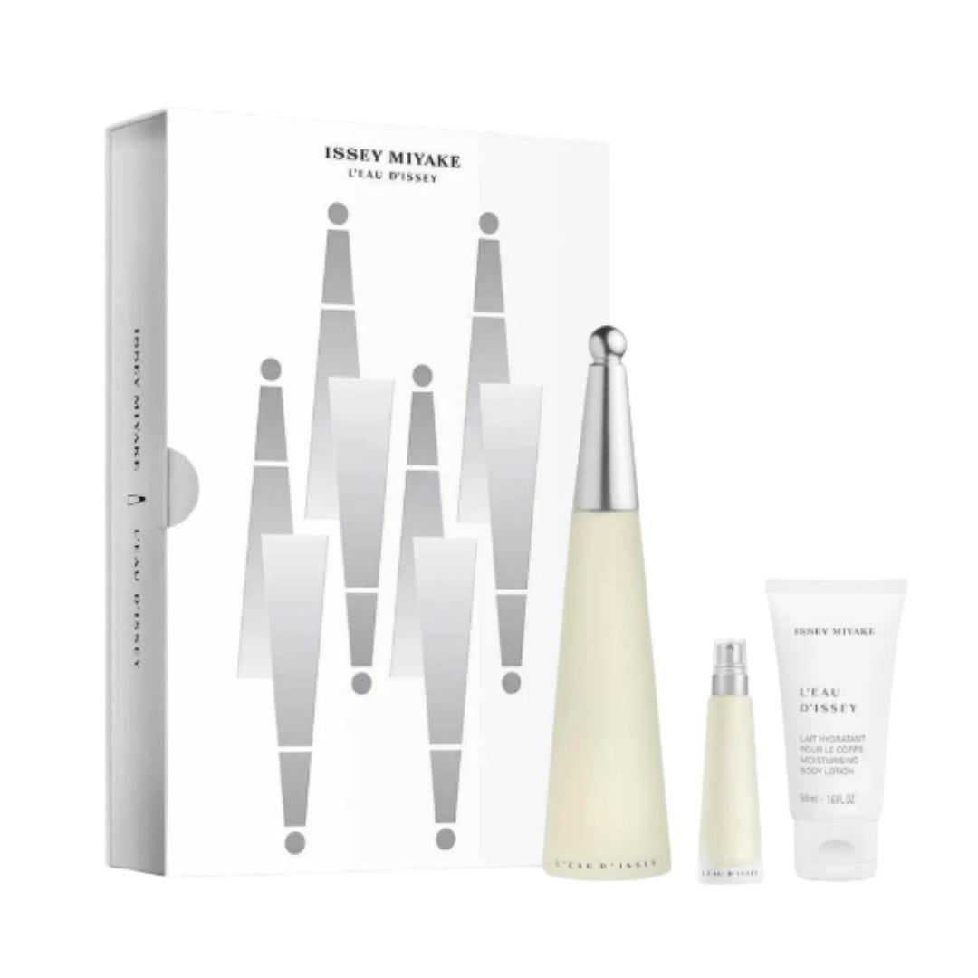 KIT ISSEY MIYAKE LEAU DISSEY EAU DE TOILETTE 100ML + BODY LOTION 50ML + TRAVEL SIZE 10ML