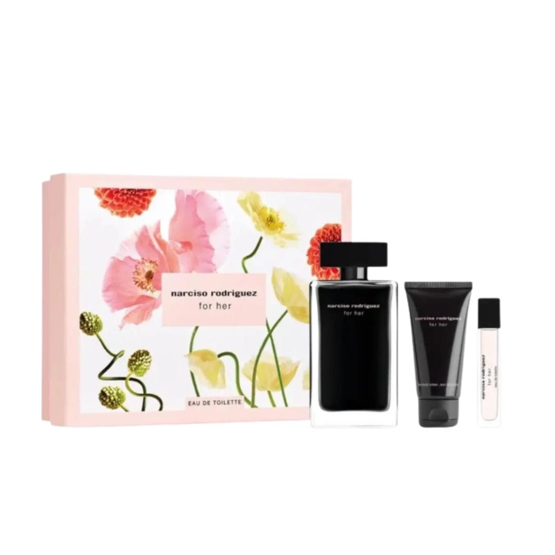 NARCISO RODRIGUES FOR HER EAU DE TOILETTE 100ML + BODY LOTION 50ML + TRAVEL SIZE 10ML COFFRET 24