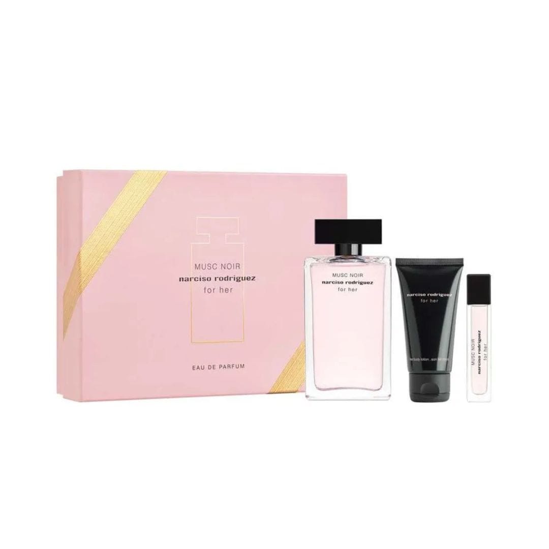 NARCISO RODRIGUES FOR HER MUSC NOIR EAU DE PARFUM 100ML + BODY LOTION 50ML + TRAVEL SIZE 10ML COFFRET