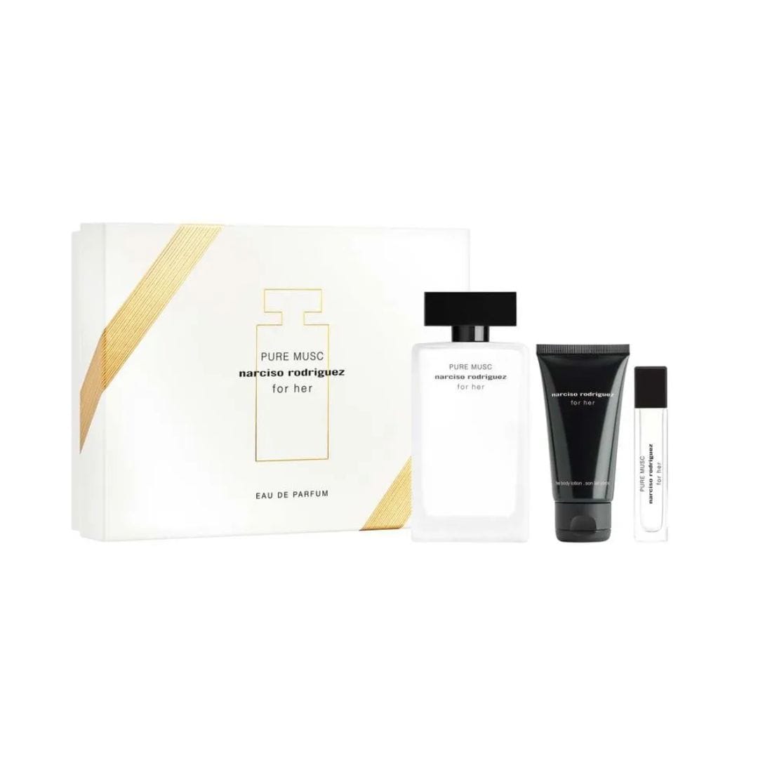 NARCISO RODRIGUES FOR HER PURE MUSC 100ML + BODY LOTION 50ML + TRAVEL SIZE 10ML COFFRET 24