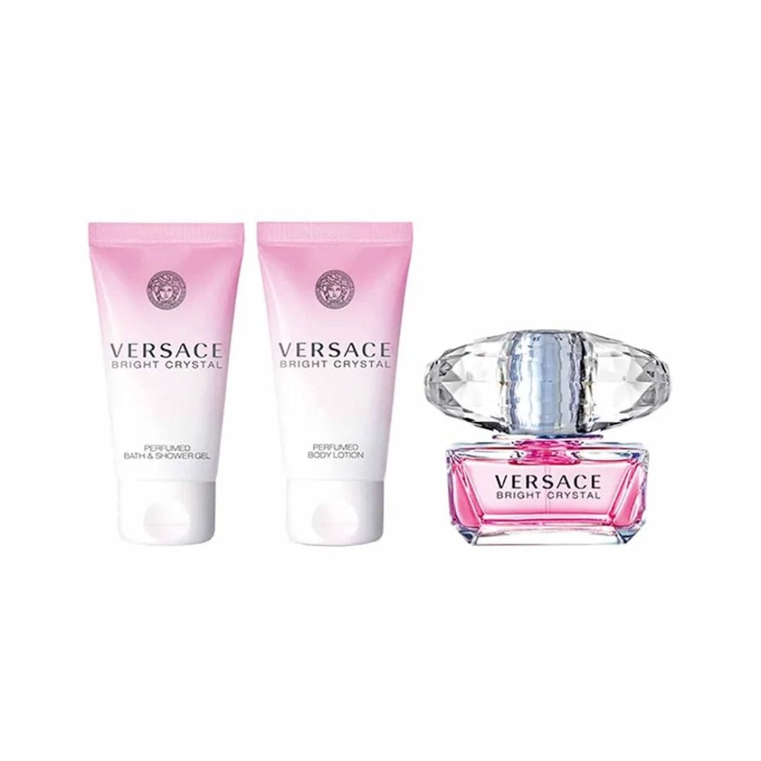 COFFRET VERSACE BRIGHT CRYSTAL POUR FEMME EAU DE PARFUM  50ML + SHOWER GEL 50ML + BODY LOTION 50 ML