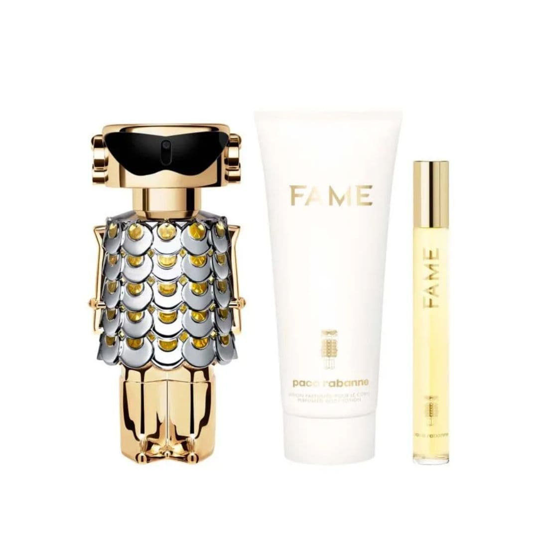 KIT RABANNE FAME 1 EAU DE PARFUM 50 ML 1 LOTION PARFUMEE POUR LE CORPS 75 ML 1 VAPORISATEUR VOYAGE 10 ML